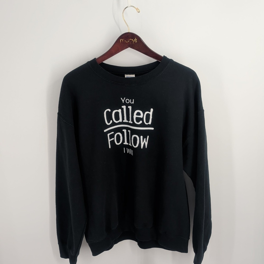 VTG 90s Jesus Gildan Heavy‎ Blend Bible Spellout Pullover Sweatshirt Black L
